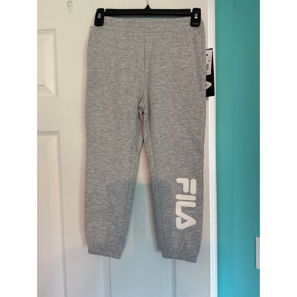 Fila Boys Gray Fleece Jogger Sweatpants Logo Active Pants Size 5/6 NEW